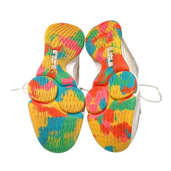 Nike LeBron Men 7.5 Witness 4 White Multi Camo Neon Bv7427-102 IV Basketball Mid - Picture 8 of 9